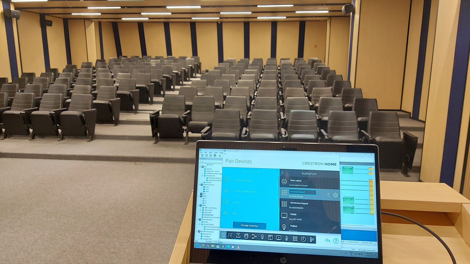 Balaji Wafers auditorium control laptop running the AV system