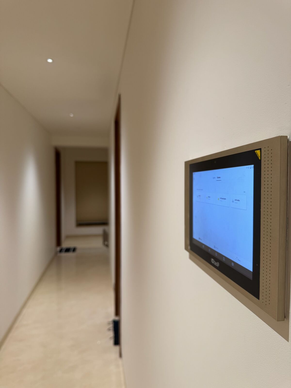 J. Bhalodia Residence corridor with wall-mounted display